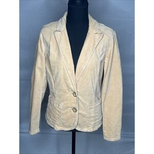 Faded Glory Tan Faux Suede Two Button Blazer Jacket Size S Women's Shabby Chic